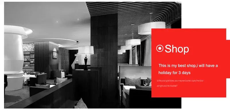 JIENUO 4K AHD CCTV security camera by Simples Market; image of a modern monochrome shop interior with a red Shop banner