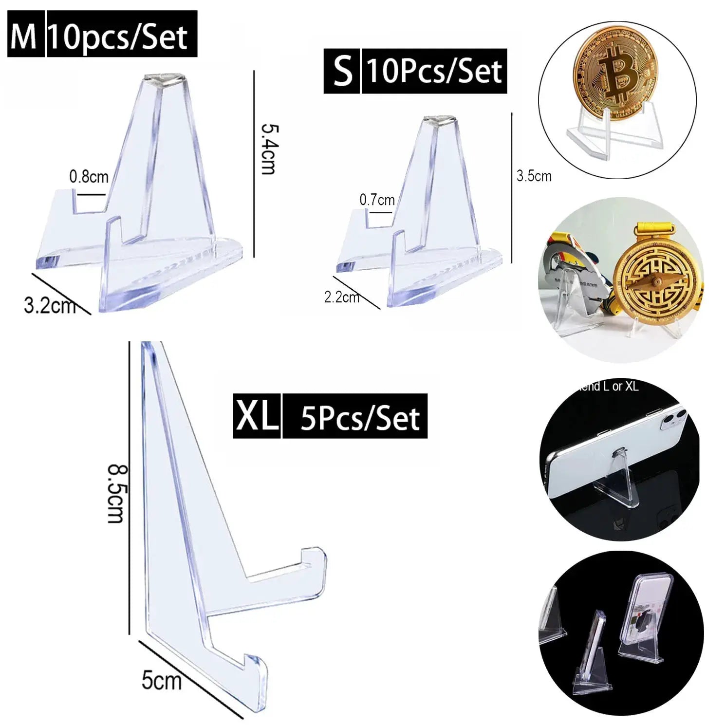 Acrylic Display Holder Transparent Triangle Stand For Commemorative Coins And Small Photo Frames Home Decor - Simples Market
