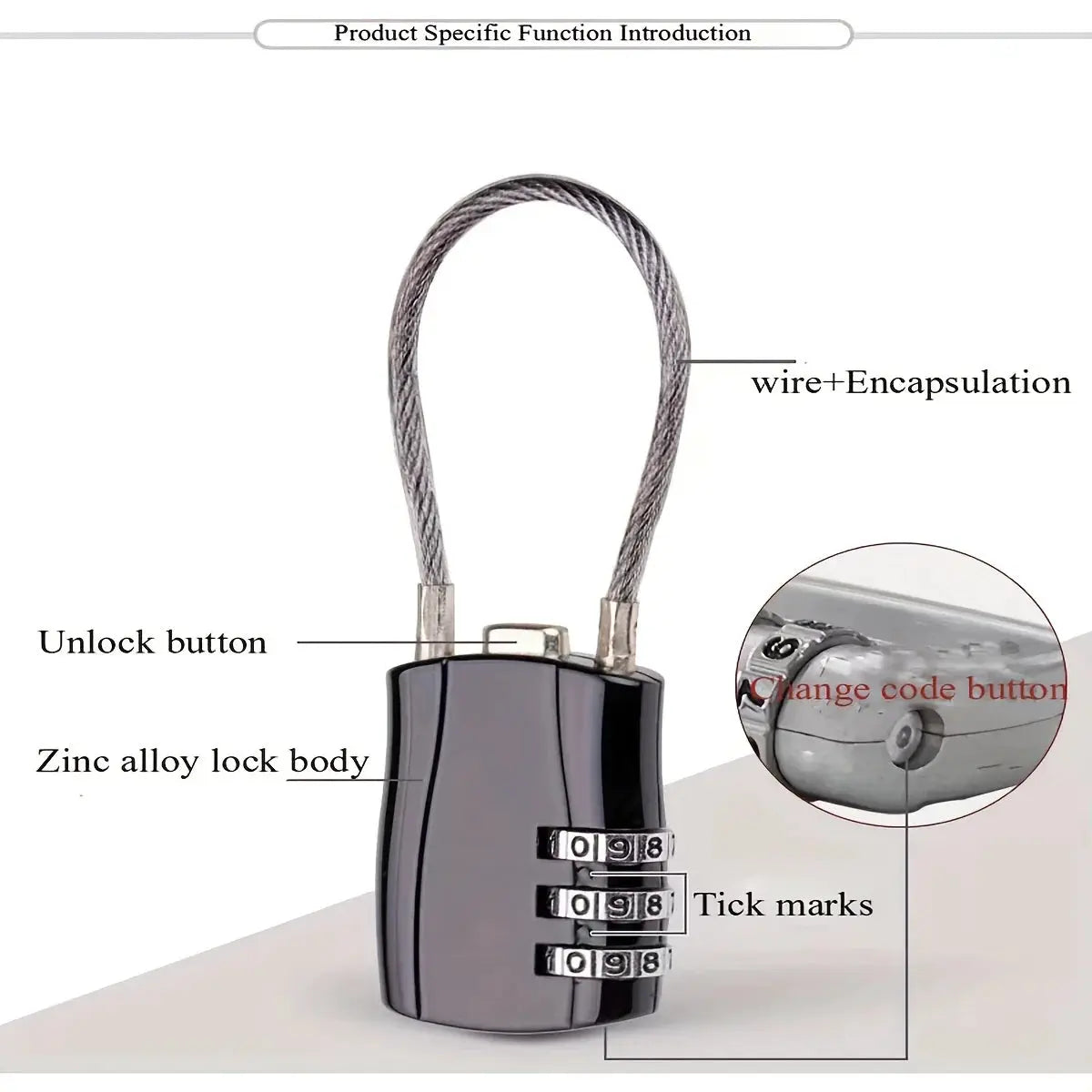 1 Piece Luggage Travel Lock for Luggage Lockers Gym Cabinets File Cabinets and Tool Boxes