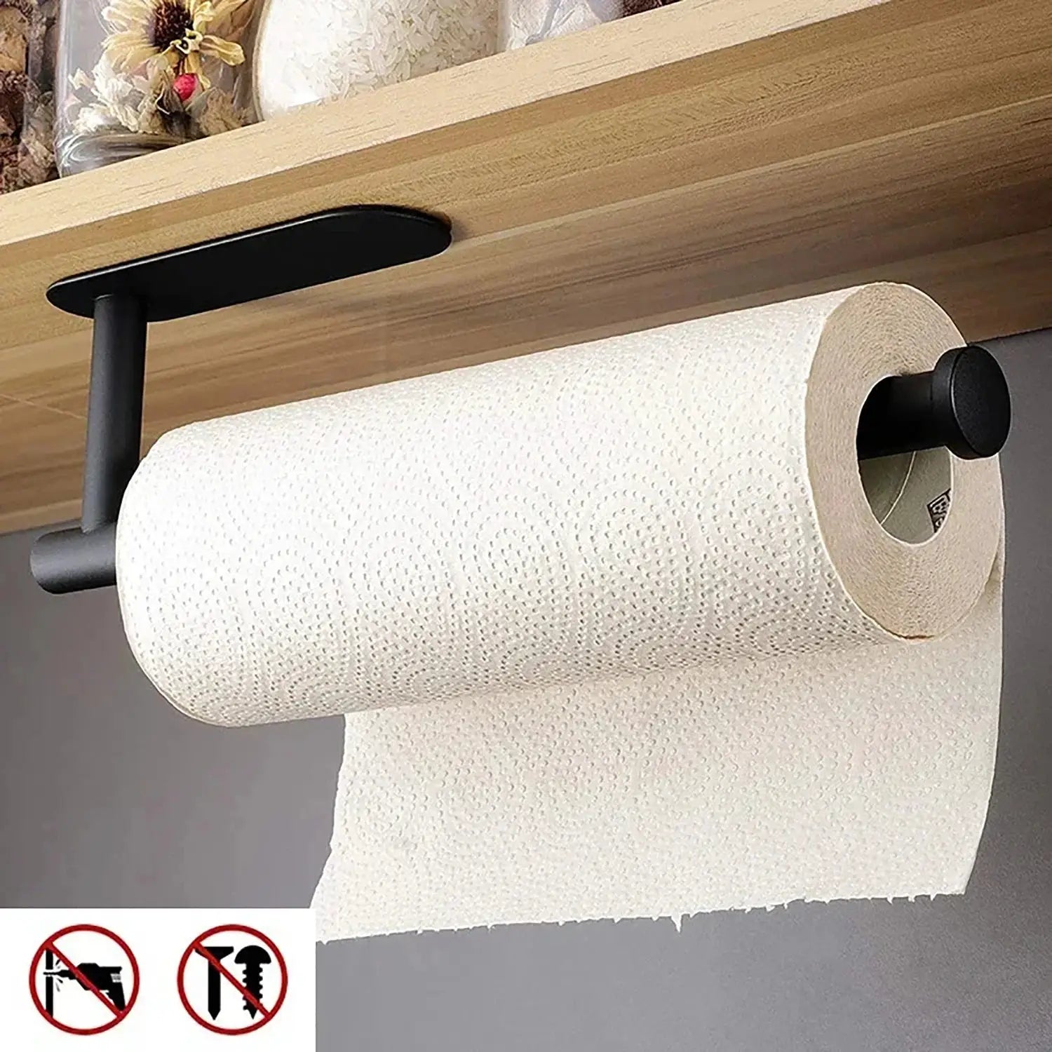 Adhesive Paper Towel Holder And Toilet Roll Dispenser For Kitchen Bathroom Cabinet Storage Napkin Rack