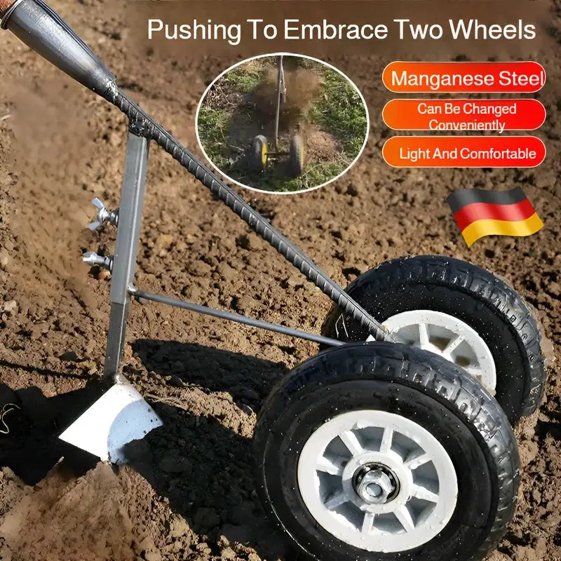 Hand Pulled 3 in 1 Wheel Hoe Cultivator With Double Wheel Weeder Tiller Furrow Plow For Garden