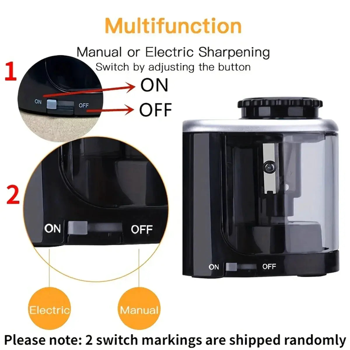 Automatic Electric Pencil Sharpener For Desktop Use 6-8mm Pencils For Students And Office