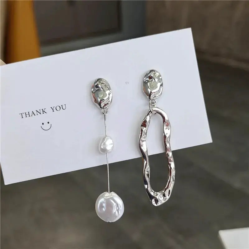 LATS Elegant Asymmetrical Baroque Pearl Stud Earrings for Ladies and Girls Fashion Jewelry Party Gifts