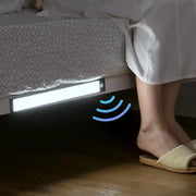 LED motion sensor night light strip, USB powered, slim white bar under bed frame