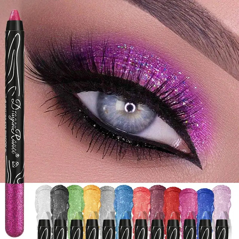 1 Piece Metallic Purple Eyeshadow Pencil Glitter Liner And Highlighter Waterproof Long Lasting Cream Eyeshadow Stick