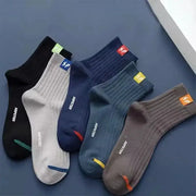 5 Pairs Mens Mid Calf Socks Warm Breathable Sweat Absorbing Versatile Fall and Winter Sports Socks