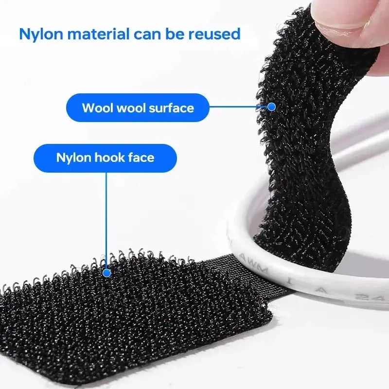 Simples Market 20/10/5pcs nylon releasable cable ties set; reusable loop straps for earphones and cables, black