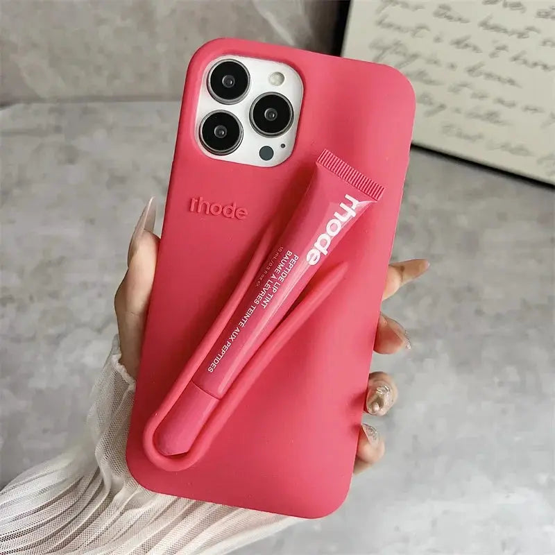 Lemontini Lip Gloss Silicone Phone Case For iPhone 11 Through 17 Pro Max Plus Air Makeup Inspired Lip Glaze