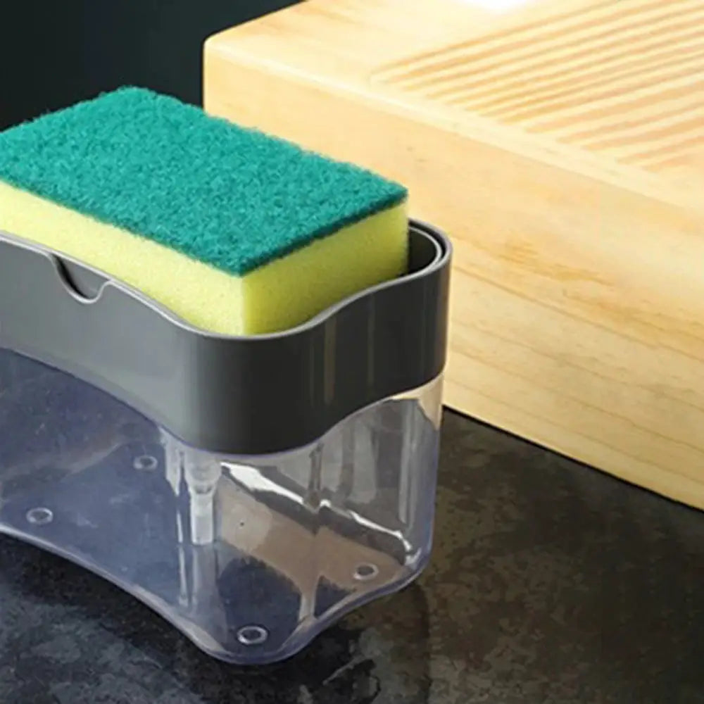 2 In 1 Soap Dispenser And Sponge Holder For Kitchen Countertop Easy Refill Durable Black