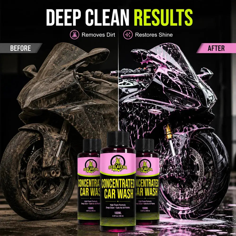 SERLAVEXA Concentrated Car Wash Liquid by Simples Market, pink-labeled high-foam formula, 3×100ml bottles