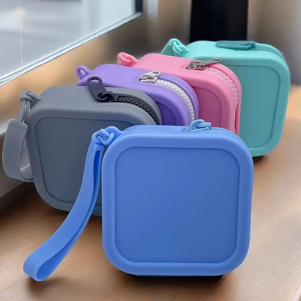 Silicone Organizer Wallet Pouch Waterproof Coin Purse Earphone Bag Travel Zipper Case for Students