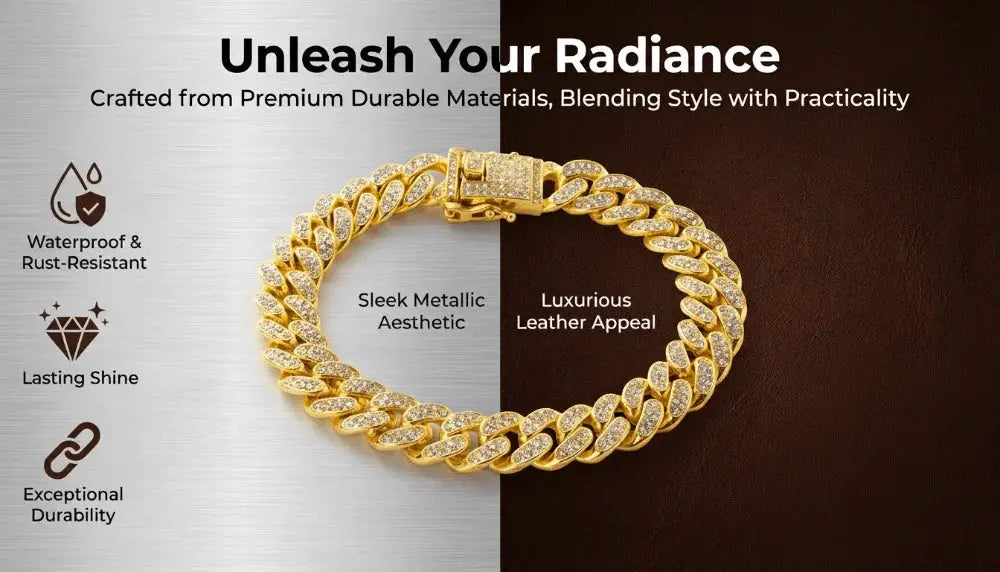 Luxury Hip Hop Dog Collar by Simples Market, gold-tone stainless steel Cuban chain with diamond inlays