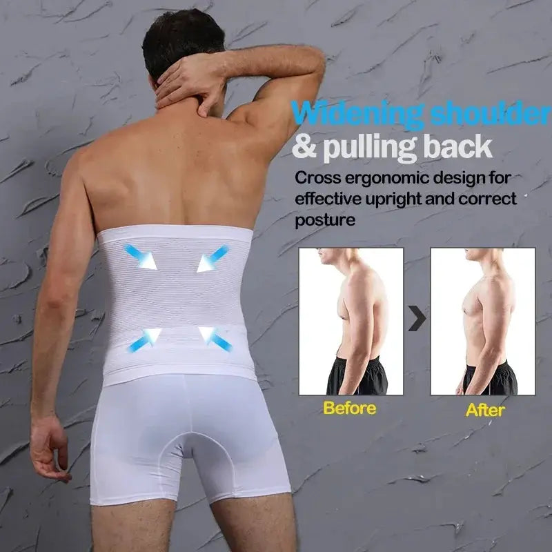 Men body shaper waist cincher by Simples Market, white abdomen compression shapewear for tummy control