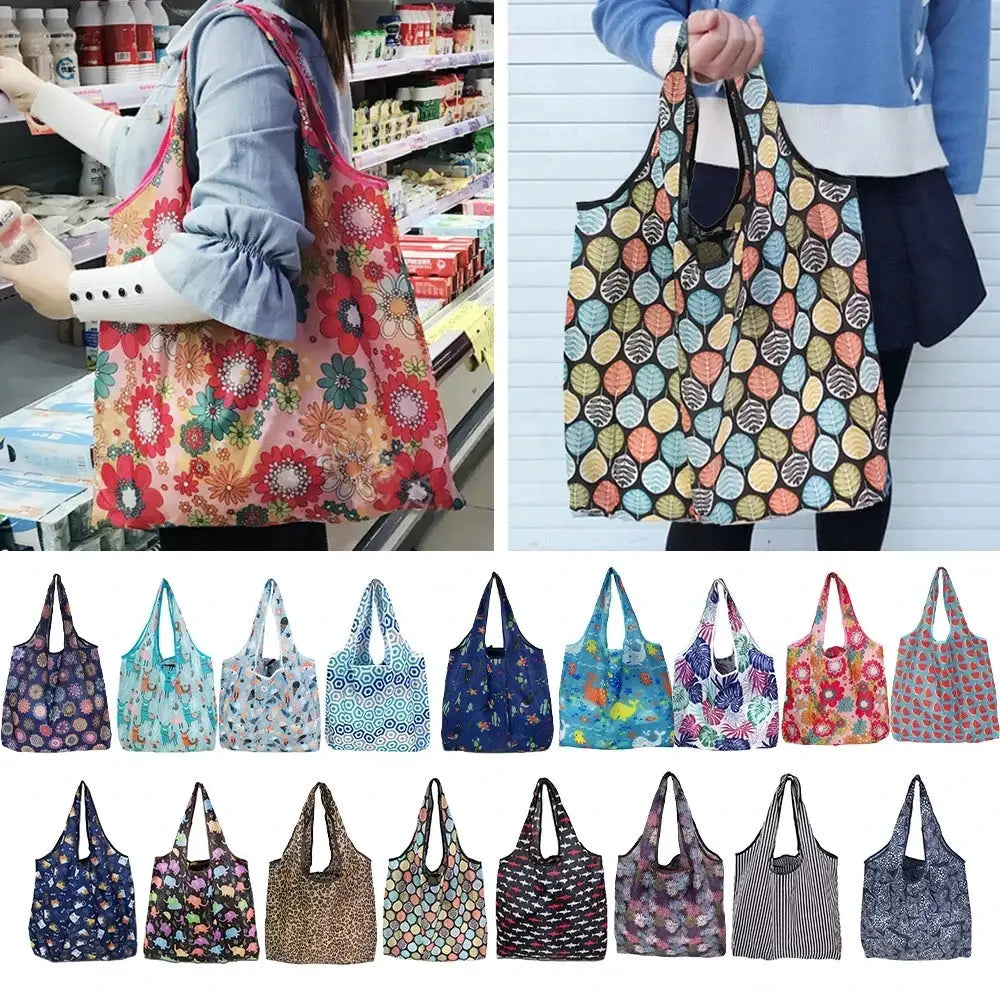 EcoCarry Large Foldable Reusable Tote Bag Made From 190T Polyester For Grocery Shopping Beach Storage