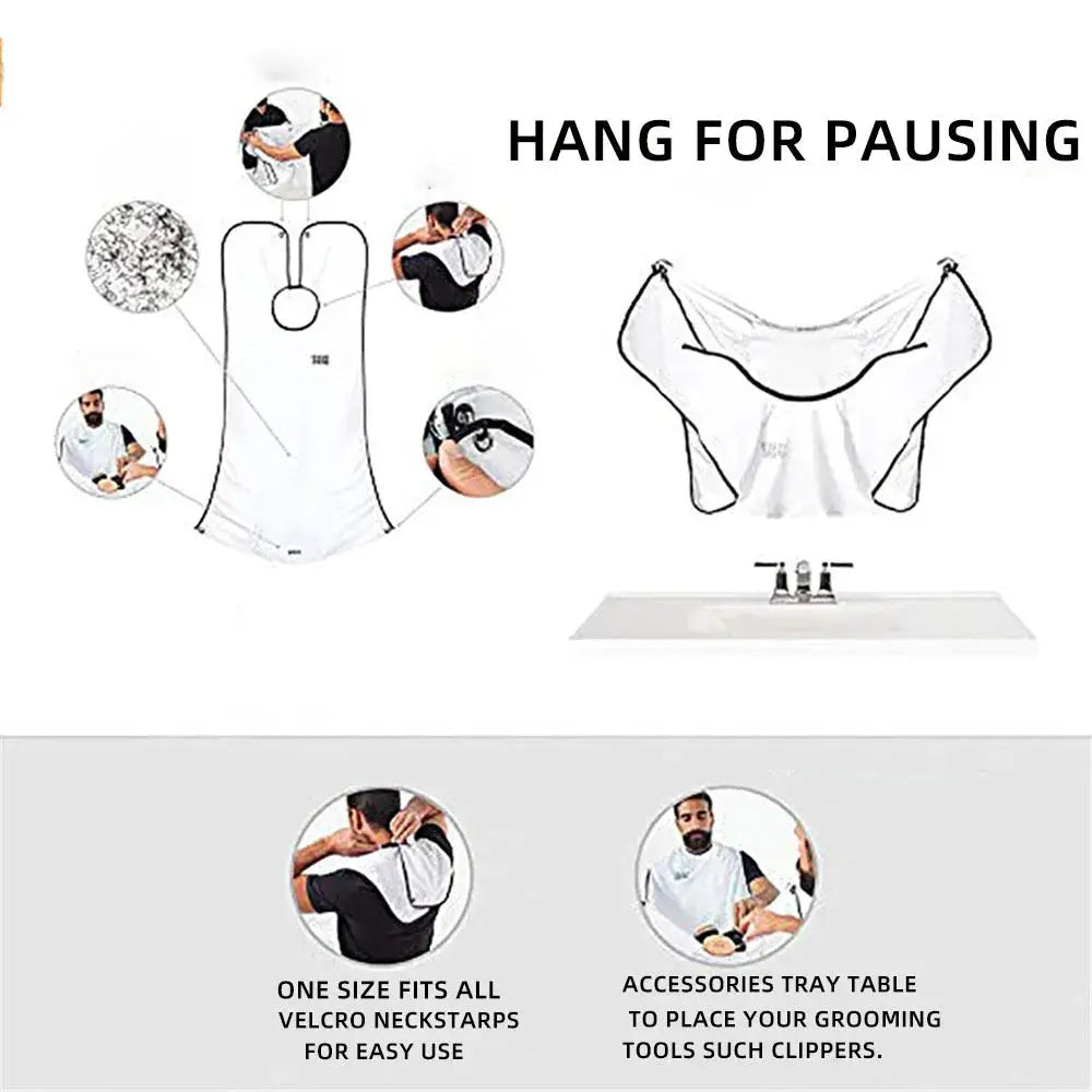 Male Shaving Apron Beard Catcher Cape For Grooming Hairdresser Bib Adult Shaver Cleanup Cape