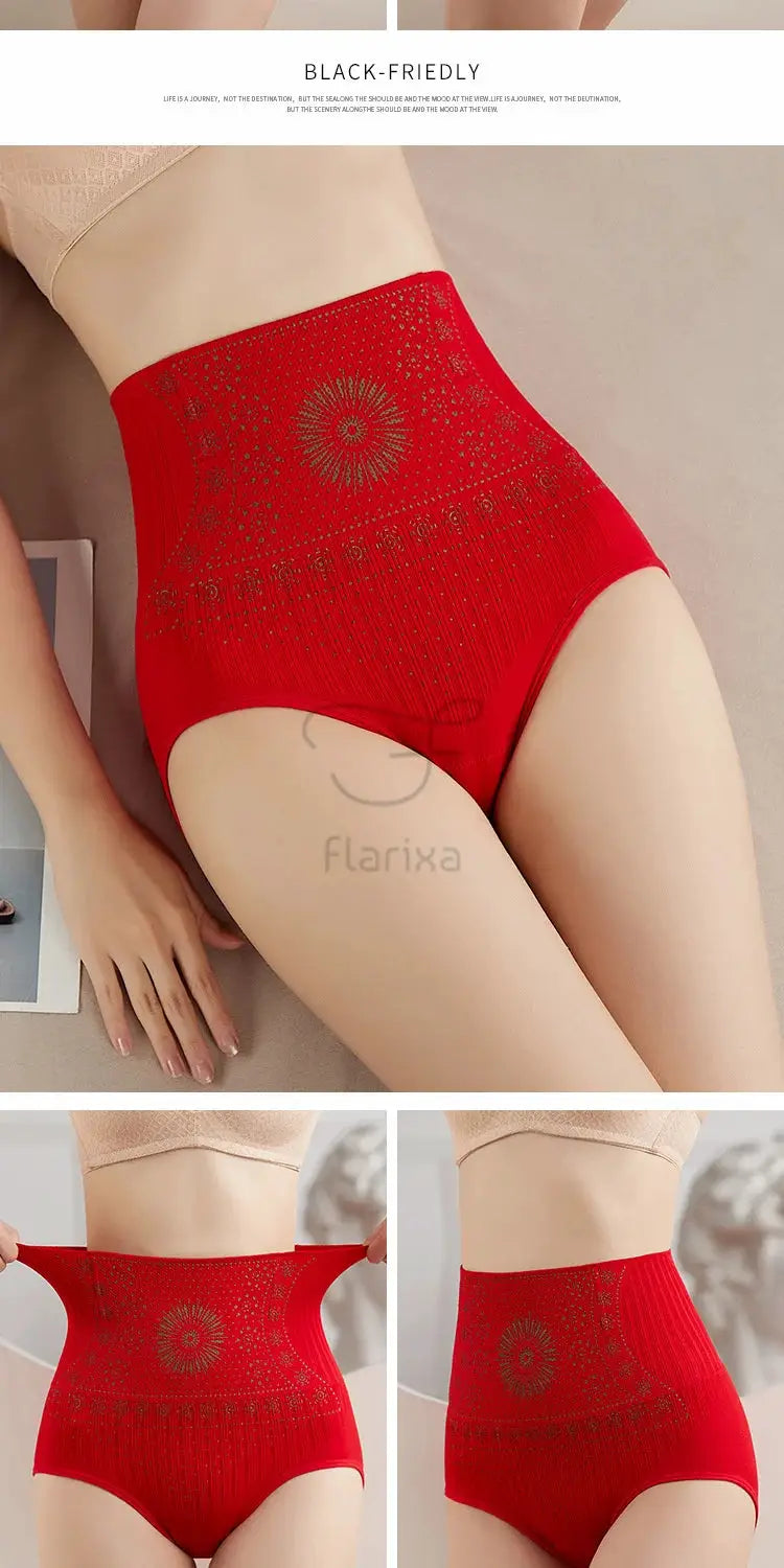 Flarixa red high-waist seamless shaping briefs body shaper underwear