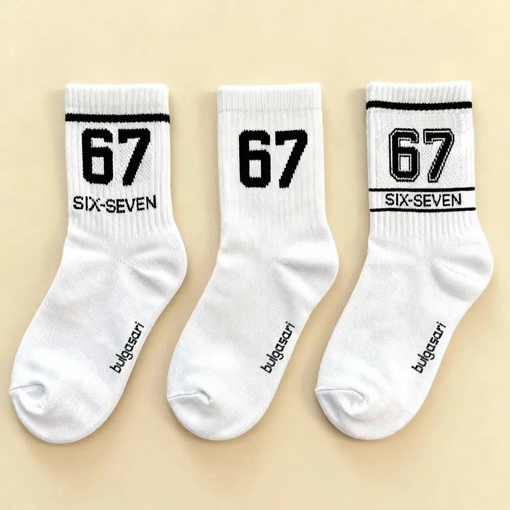 Kids Mid Calf Sports Socks With 67 Print Unisex All Season Trendy Comfort Durable