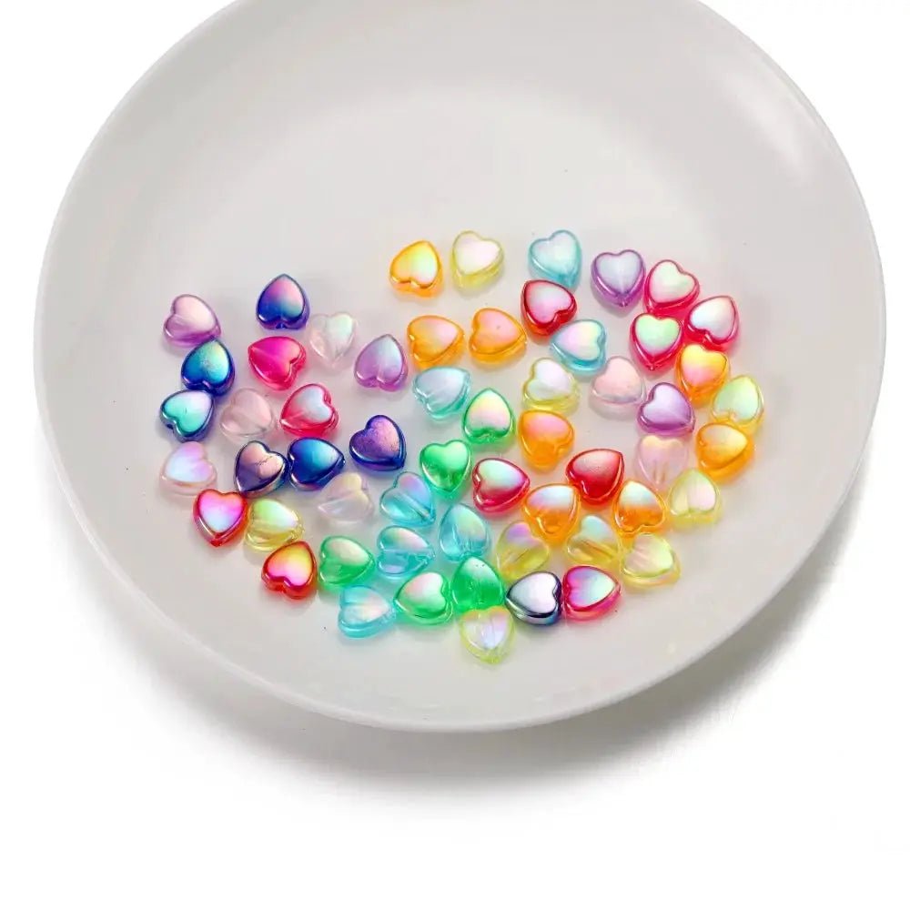100Pcs Lot 9mm Colorful Heart Love Acrylic Loose Spacer Beads For Jewelry Making DIY Necklace Bracelet Accessories - Simples Market