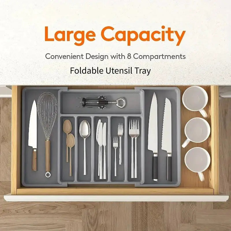 Upgradation Adjustable Flatware And Tableware Organizer Plastic Multifunction Drawer Organizer For Kitchen Utensils