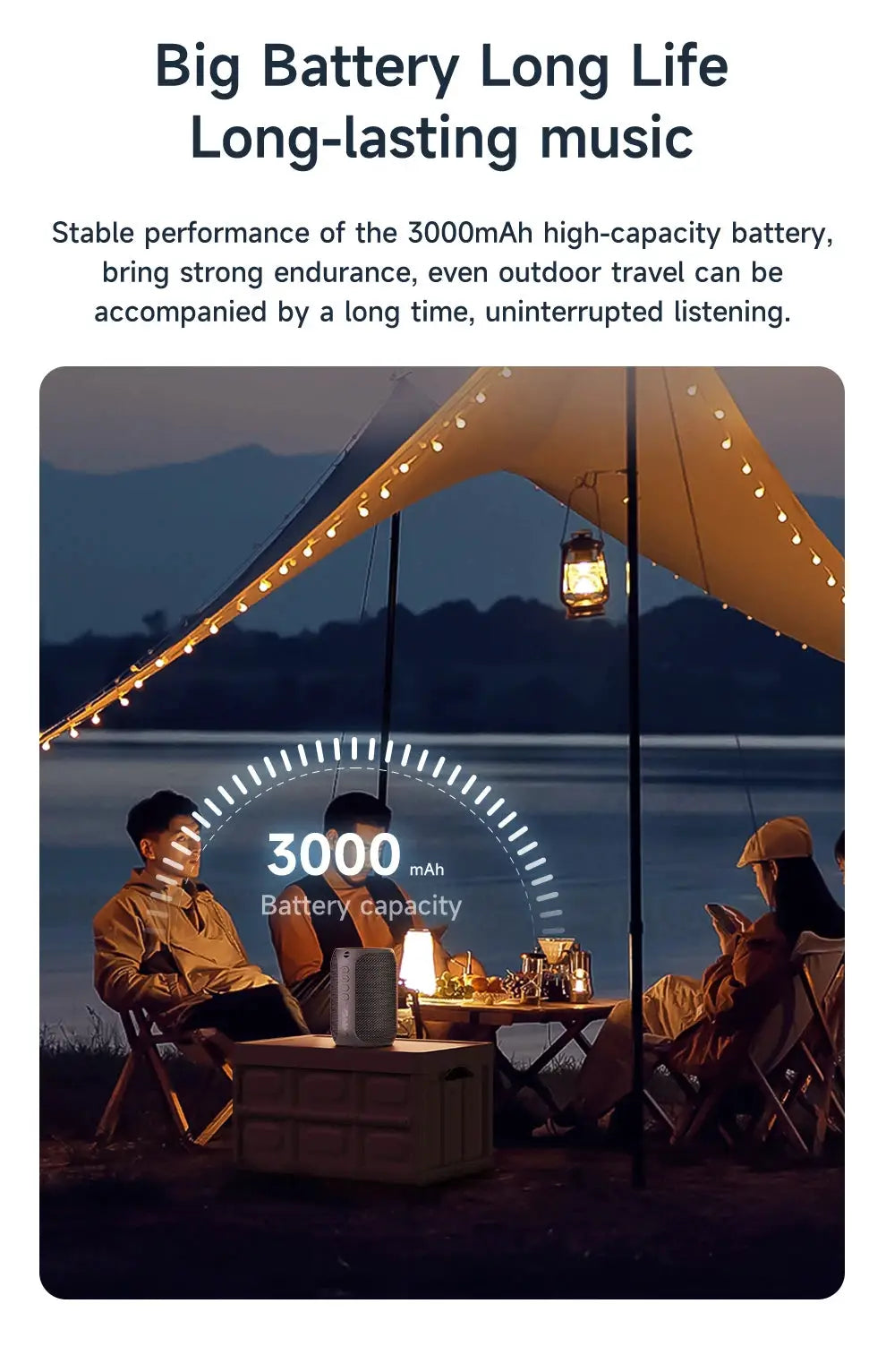 ZEALOT-S32PRO Bluetooth speaker by Simples Market; gray outdoor waterproof speaker with LED light and 3000mAh battery