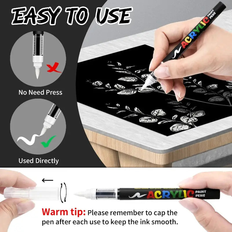 8pcs black and white acrylic paint markers set by Simples Market with large ink capacity