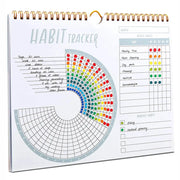 Habit Tracker Calendar journal by Simples Market with rainbow circular charts and 12-month undated planner