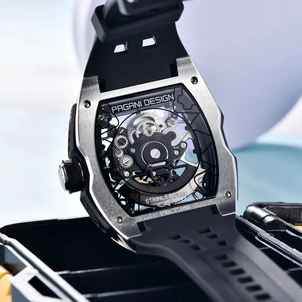 Pagani Design 2026 42mm Luxury Automatic Watch With Transparent Hollow Back Movement And Sapphire Glass
