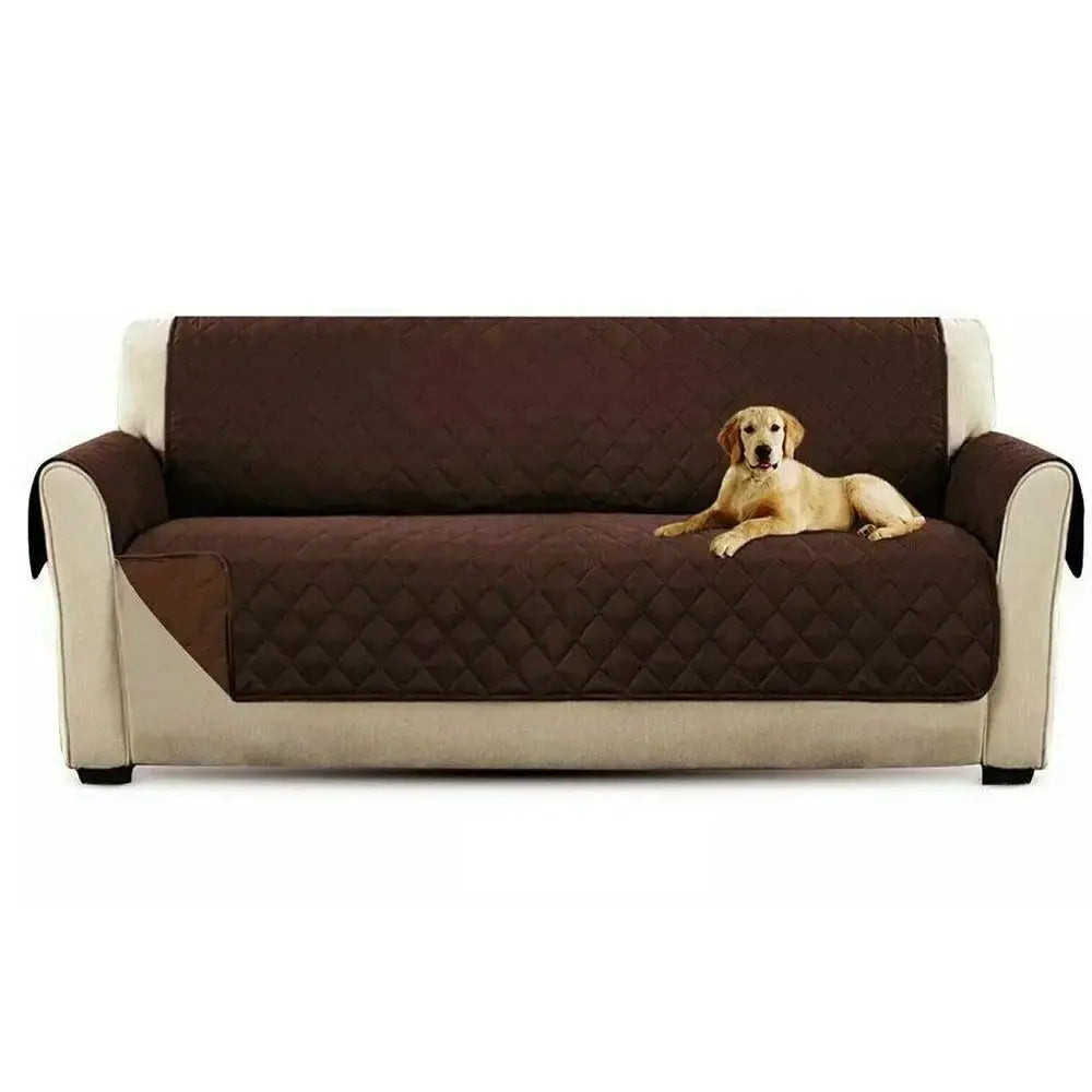 Soft Dacron sofa slipcover in brown quilted fabric with beige sides for 1–3 seater couch.