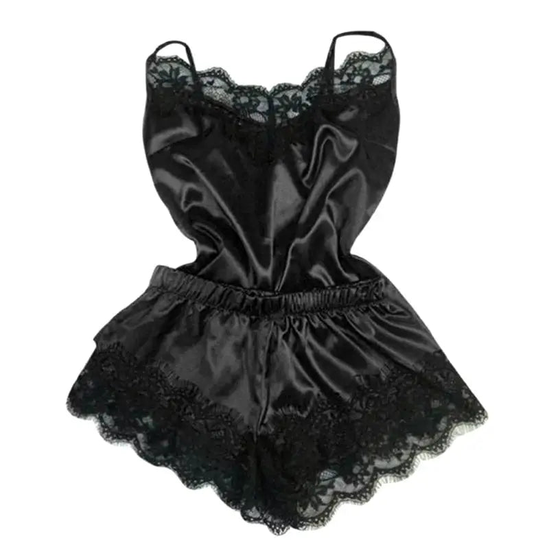Satin Cami Set And Shorts Nightwear With Lace Trim Breathable For Warm Spring And Summer Nights