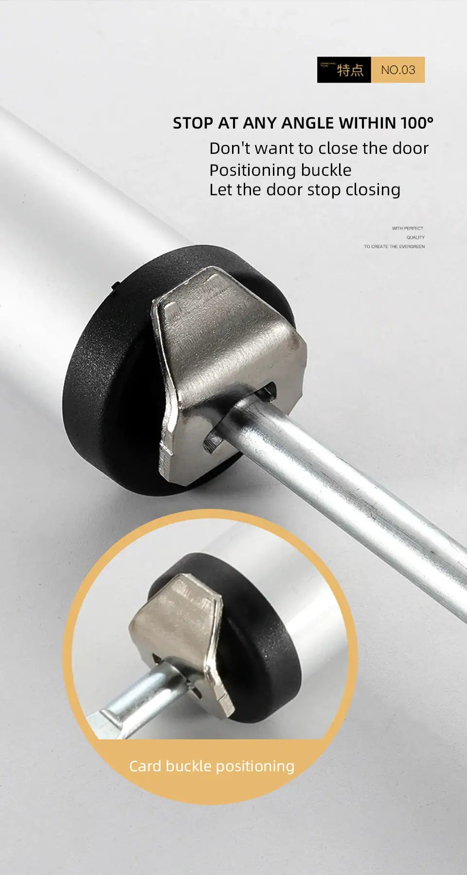 Simples Market automatic door closer hardware with black wheel and silver mounting arm