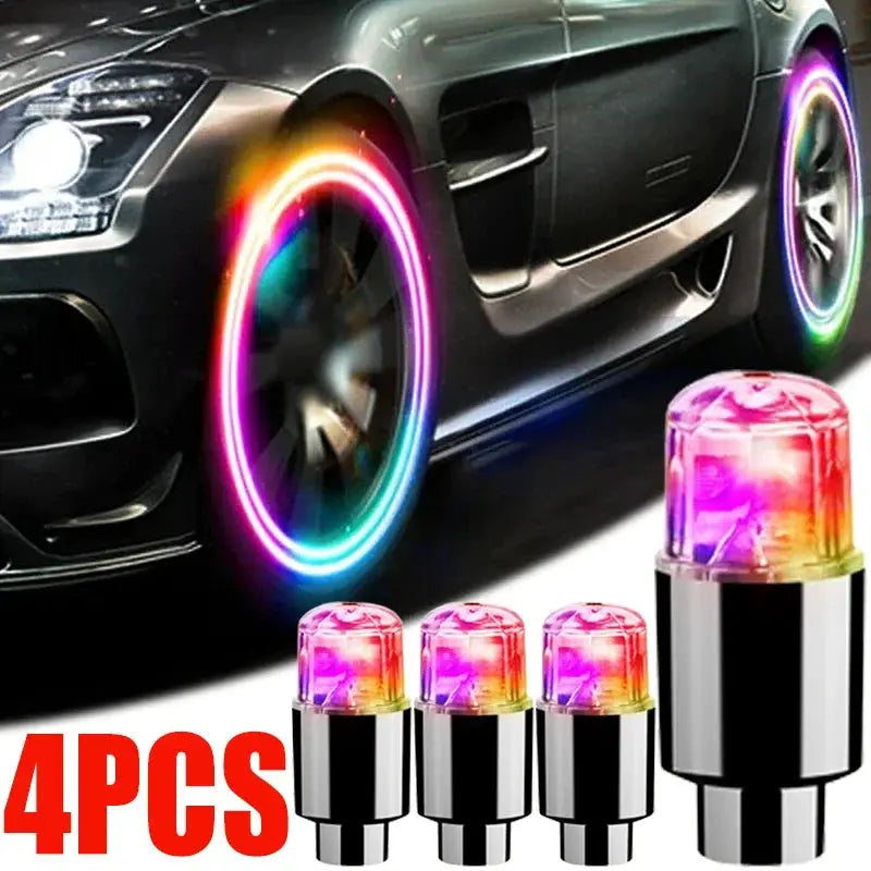 Car Hub Ambient LED Lights For Tires And Valve Covers Universal Neon Lamp Colorful Flashing Bulbs