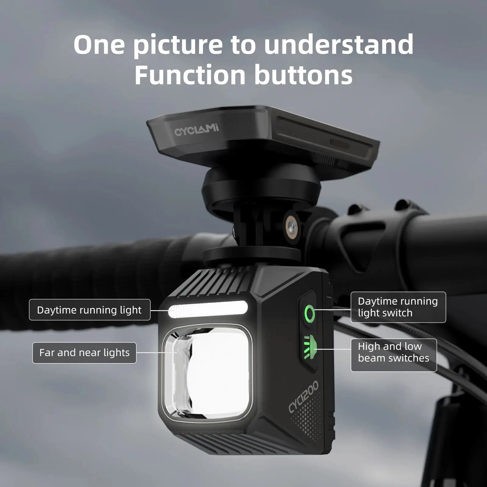 Cyclami Bike Headlight Front Hanging Light for MTB and Road Cycling Cutoff Beam Aluminum Alloy