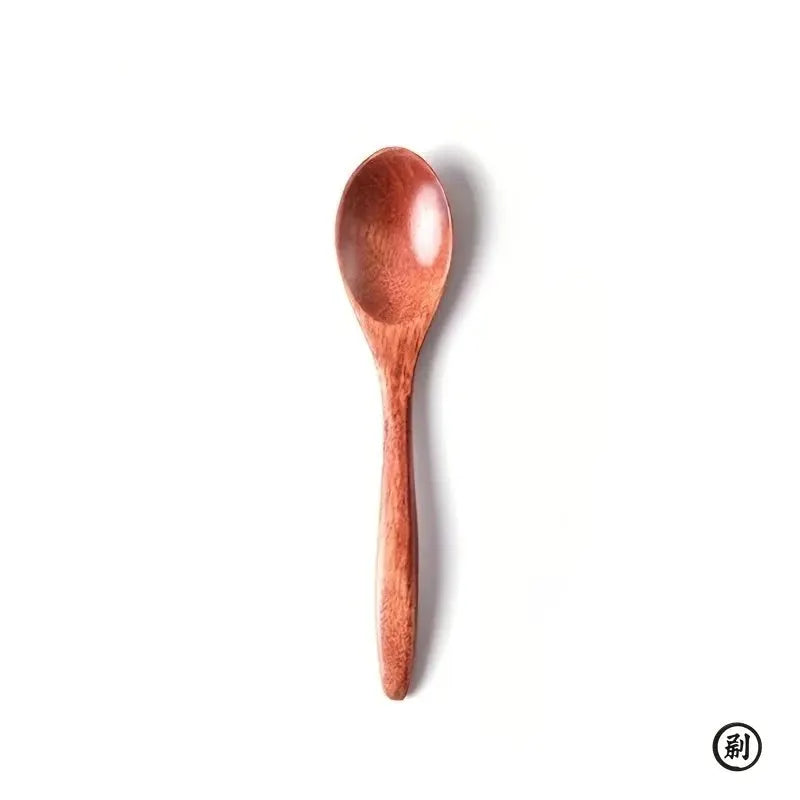 Six Pieces Wooden Teaspoons Set Long Coffee Spoons Small Teaspoons Wood Honey Dessert Spoons Tableware