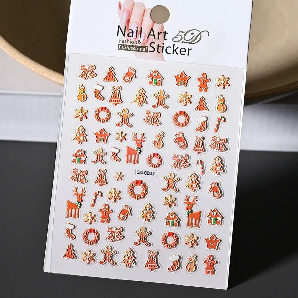 Simples Market Winter Christmas Nail Art Sticker sheet with snowman, reindeer, trees, and snowflakes, self-adhesive
