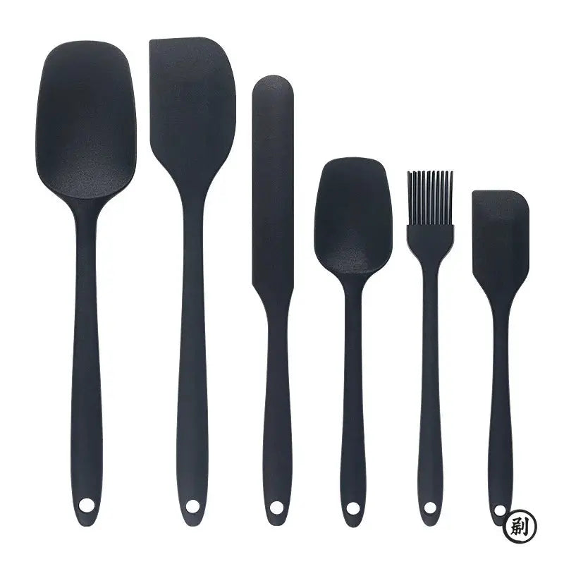 Six Piece Silicone Spatula Set For Baking And Cake Frosting Kit With Brush Nonstick Scrapers And Cream Spreads