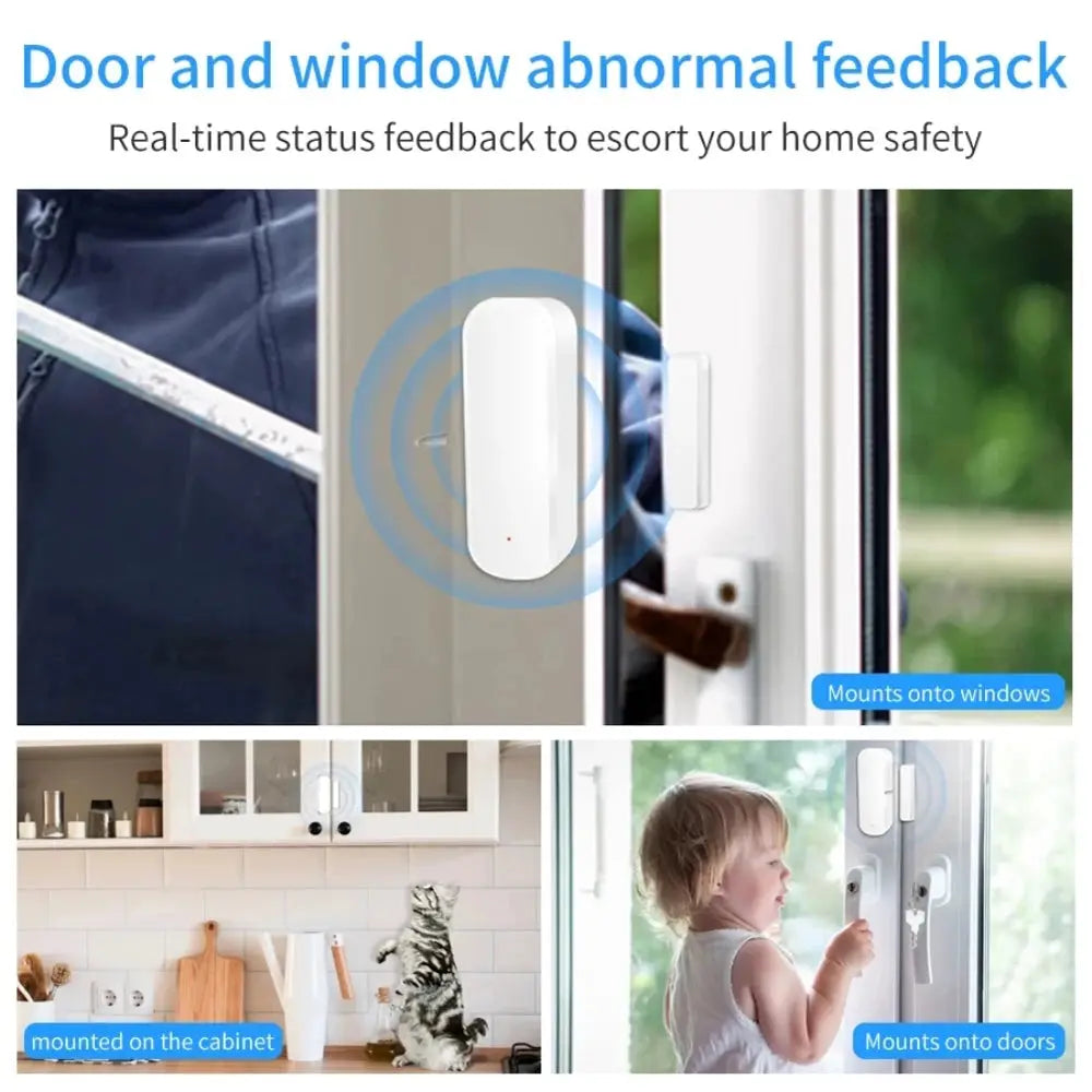 Simples Market Zigbee door and window sensor, white plastic, mounts on doors, windows and cabinets
