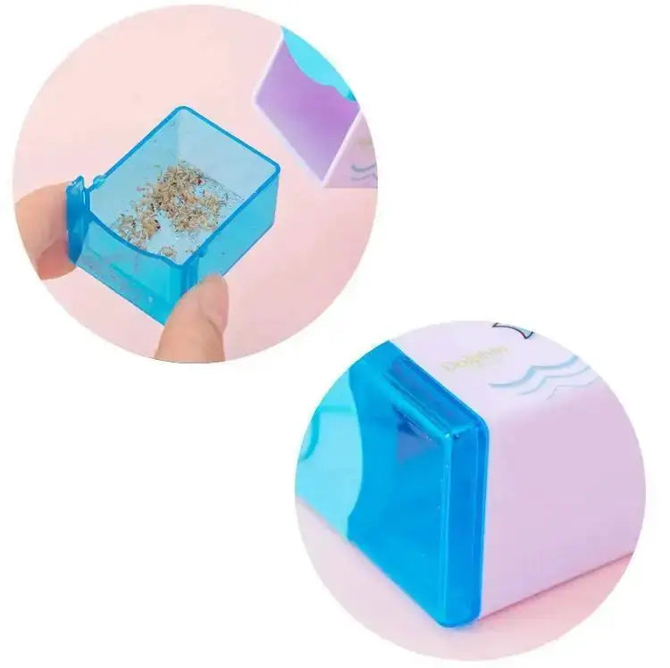 Mechanical pencil sharpener, blue translucent plastic, Simples Market