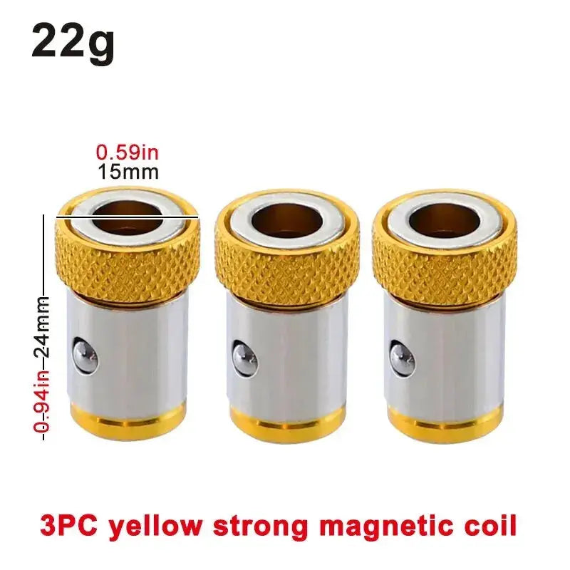 3Pc Universal Quarter Inch Batch Head Magnetic Coil Screwdriver Accessories Set With Colored Magnetizers