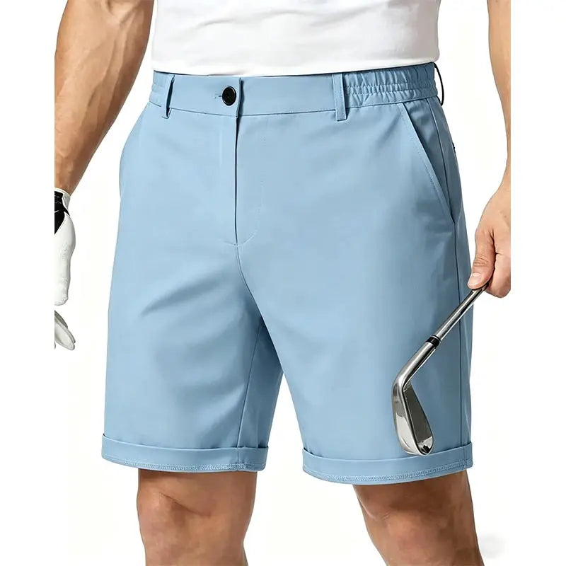 Men's light-blue 100% cotton shorts for casual summer wear.