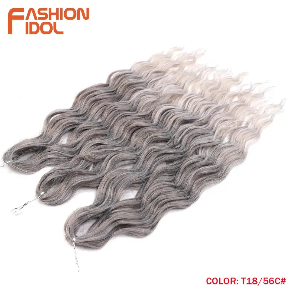 Anna Hair synthetic loose deep wave braiding extensions, 24in, ombre blonde, 5 bundles, Fashion Idol