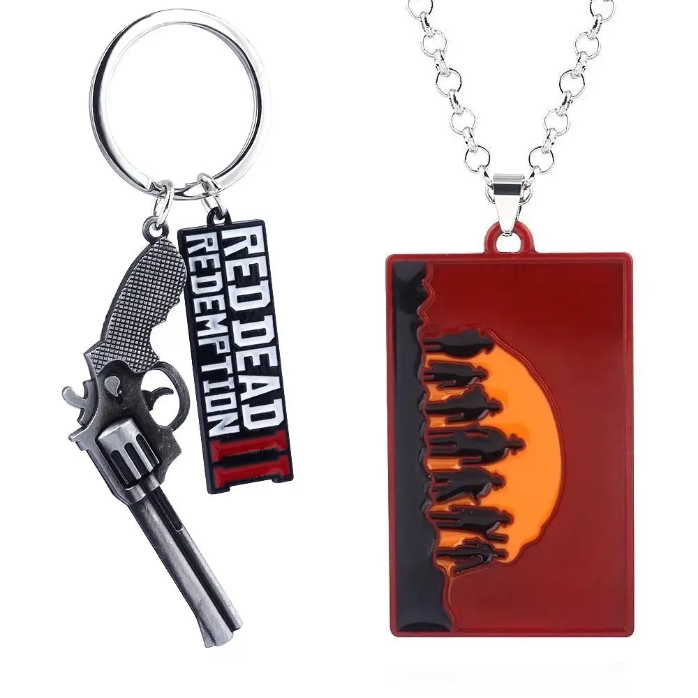 Red Dead Redemption 2 Arthur Morgan Revolver Keyring Keychain Western Fan Gift For Men Women Cosplay Jewelry