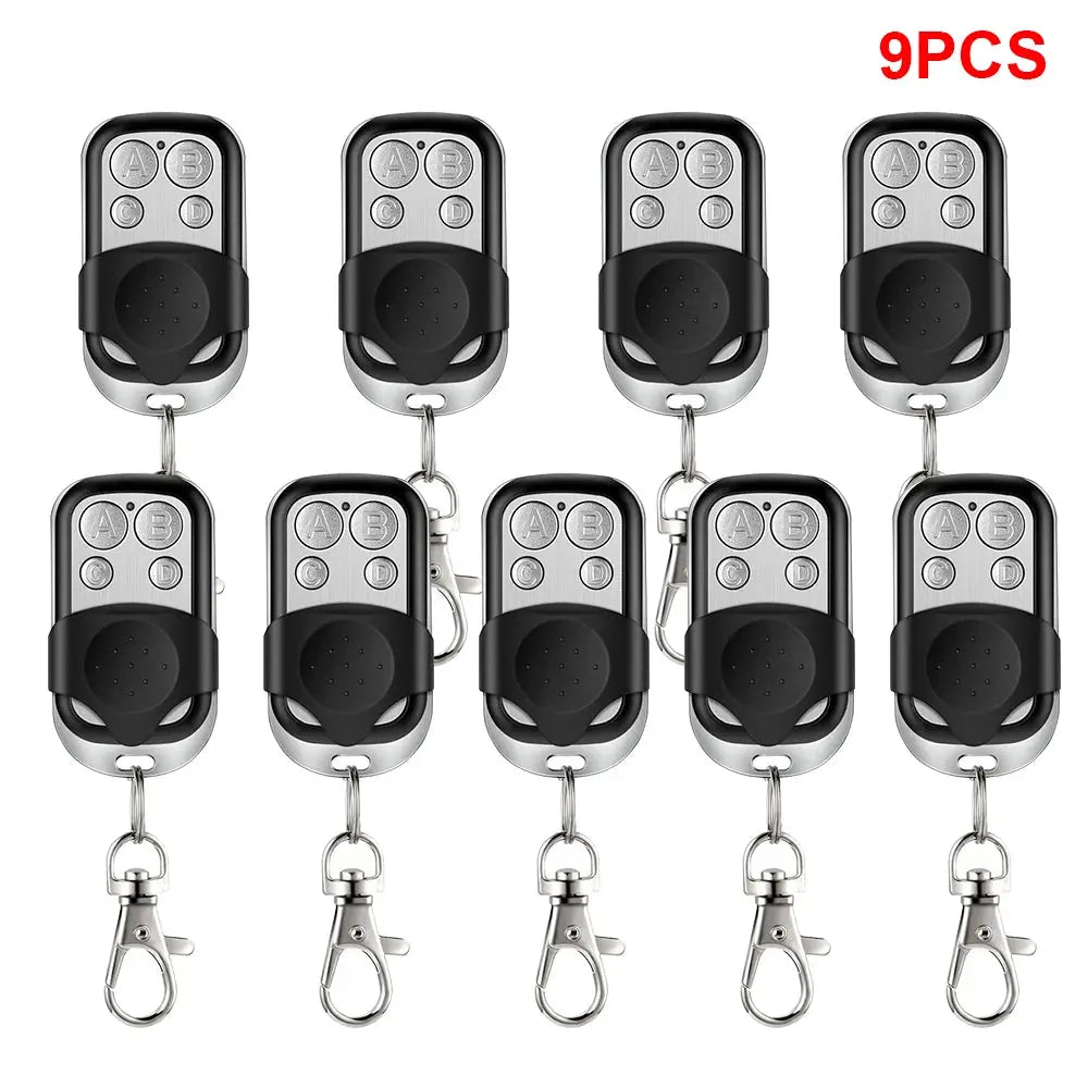 Garage door remote control, universal 4-button 433MHz clone with rolling code, black and silver, 9pcs Simples Market