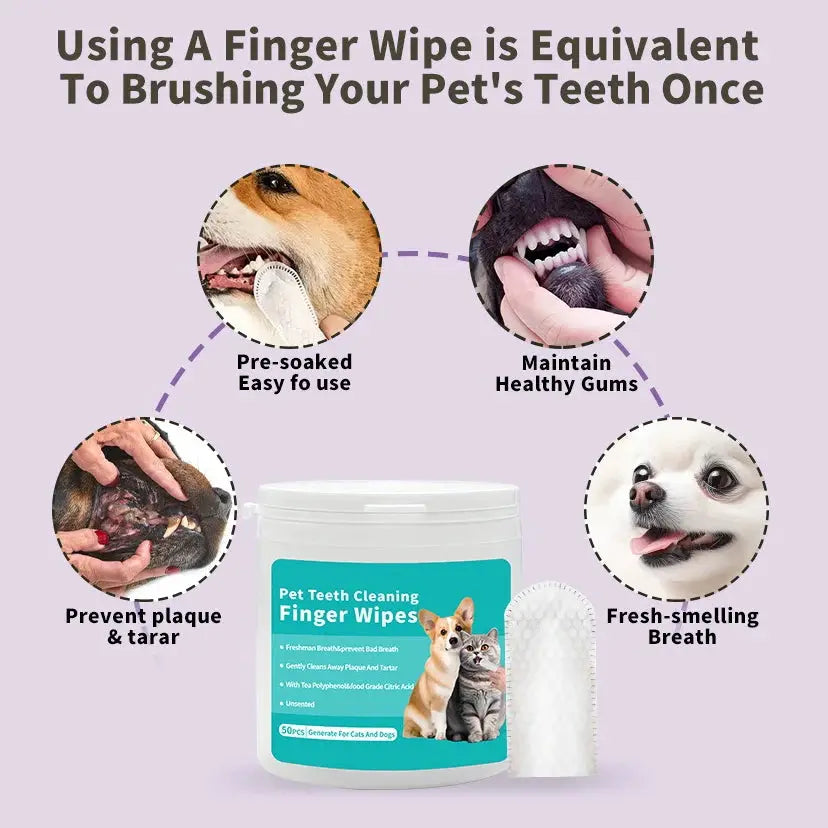 Disposable Finger Toothbrush For Pets With Wet Wipes For Dogs And Cats Oral Cleaning