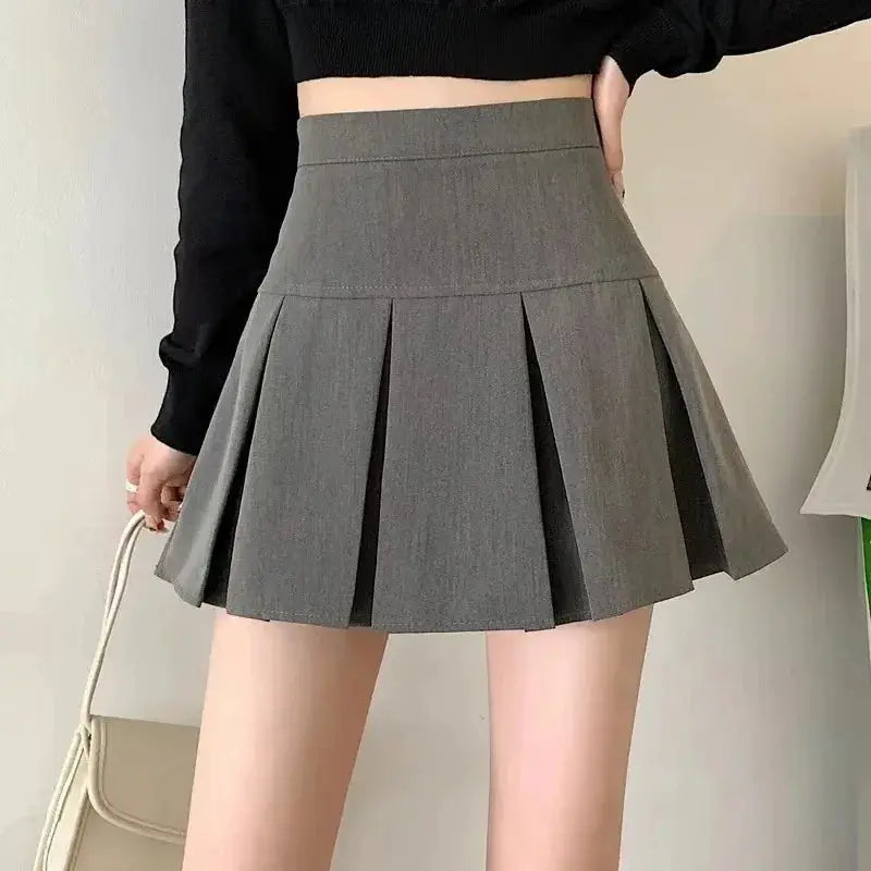Skirt by Simples Market: vintage gray pleated high-waist mini skirt for women