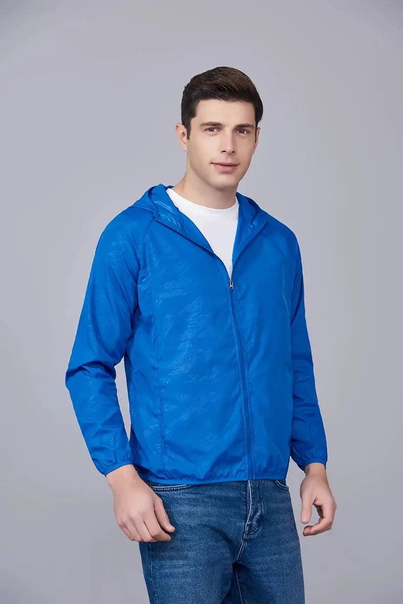 JNLN unisex hiking jacket blue waterproof windbreaker for outdoor trekking Simples Market