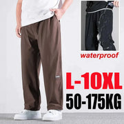 Simples Market 10XL casual pants for men, brown loose straight trousers with elastic waist