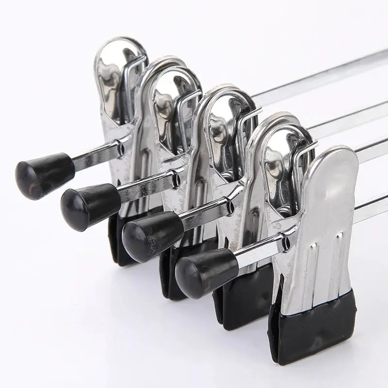 Simples Market metal pants rack clip set, anti-slip, 5–20 pcs, black tips on silver clips