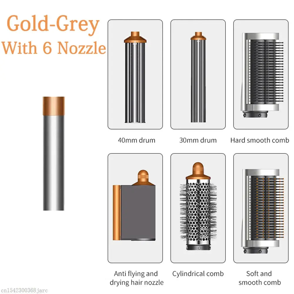 SenCiciMen X9 Hair Styler with 6 attachments: 40mm and 30mm drums, nozzle, cylindrical comb, hard and soft smooth combs