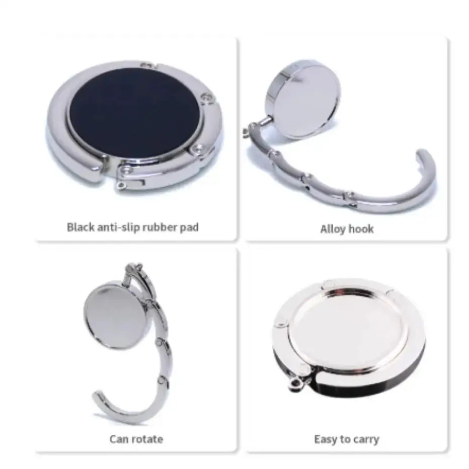 Portable Foldable Bag Hook For Table Edge Bag Holder Zinc Alloy With Strong Load Bearing Capacity