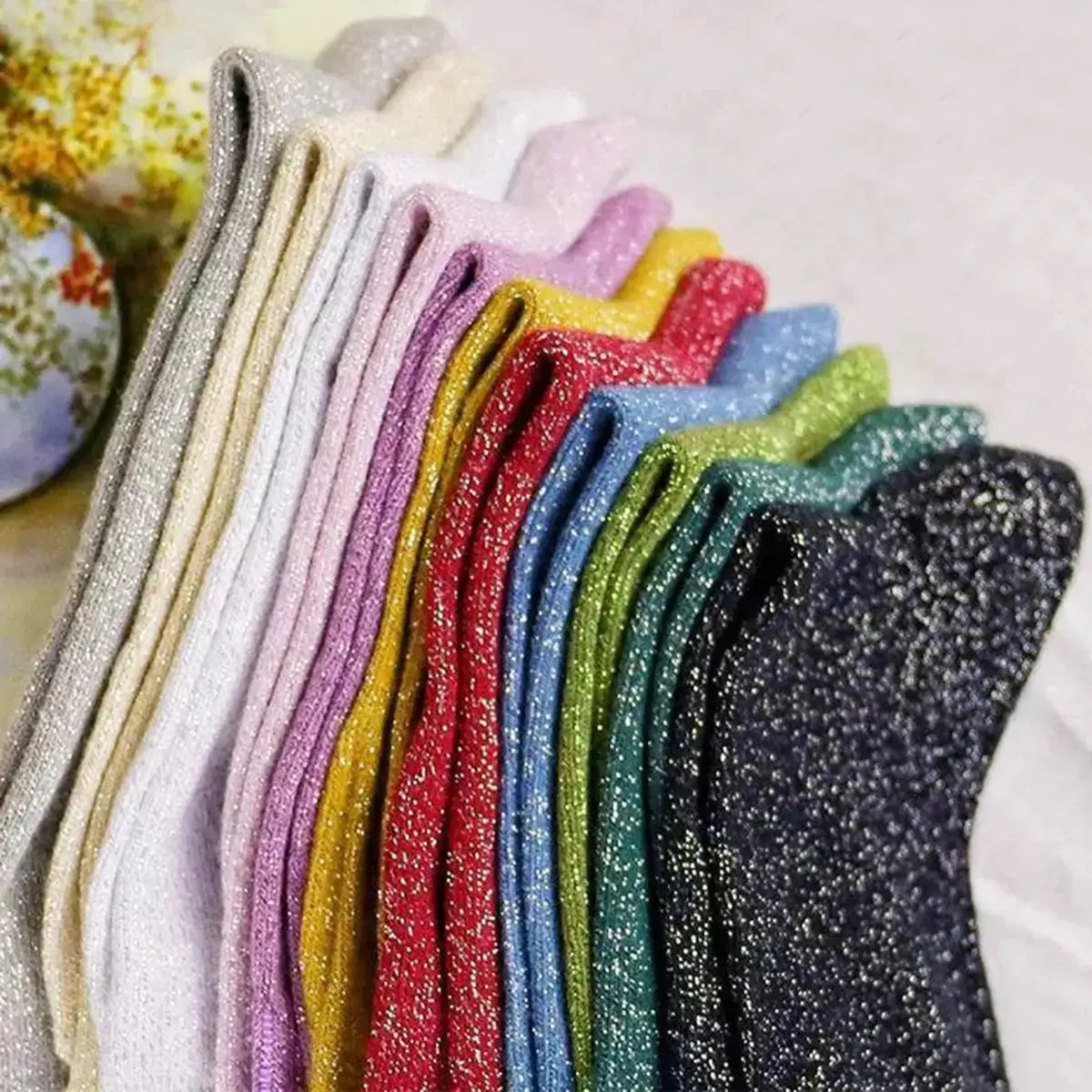 Korean Silk Co Shiny Silk Candy Colored Socks Set Three Pairs Of Cotton Knit Korean Style Hosiery